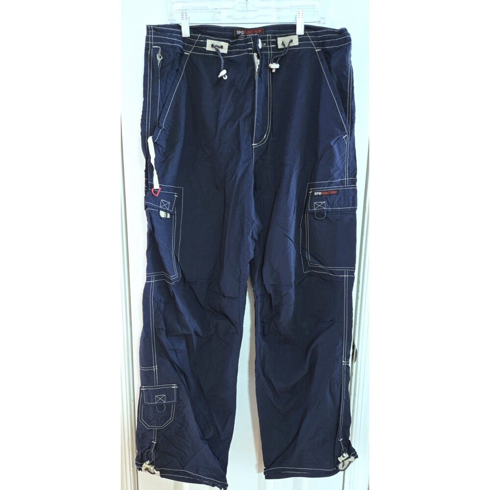Y2K Southpole SPG Function Navy Nylon Cargo Pants Streetwear Men’s LARGE